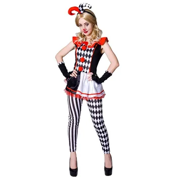 Женский костюм клоуна, костюм для Хэллоуина, Озорной клоун, королева переодевания, косплей