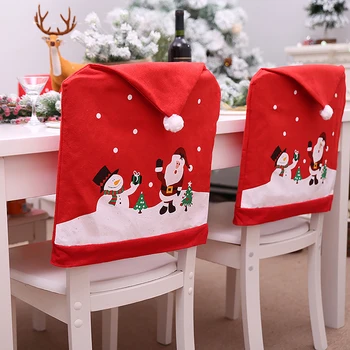Рождественский нетканый чехол для стула с милым рисунком из мультфильма, чехол для стула со снеговиком Kawaii Санта Клаус, принадлежности для рождественских украшений
