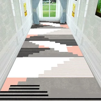 Декор прихожей Нескользящие ковры в полоску Роскошный дизайн Длинная ковровая дорожка для коридора, дверного проема в гостиную ОТЕЛЯ, Моющийся половик