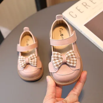 Новые осенние туфли принцессы с мягкой подошвой для маленьких девочек, универсальные детские ходунки, кожаные туфли в стиле Лолиты с бабочкой, простые повседневные туфли