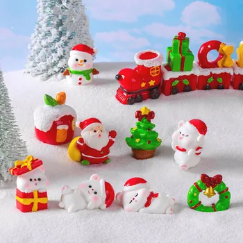 Миниатюрная фигурка, Милый Снеговик, Медведь Санта-Клауса, микро-Ландшафтные украшения для рождественских украшений, Аксессуары для дома, Декор комнаты