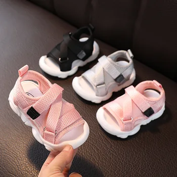 MODX Летние Сандалии для малышей Обувь для маленьких девочек Однотонная Сетчатая Ткань Дышащие Кроссовки Для мальчиков Детские Спортивные сандалии
