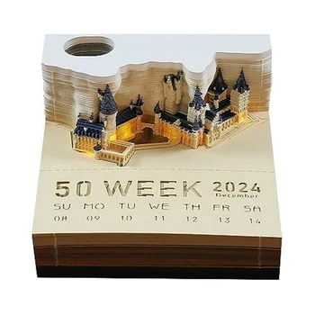 Блокнот для заметок и вырезок с календарем Cube Castle LED 3D Блокнот для заметок и вырезок Рождественский подарок на День Рождения