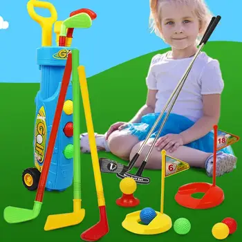 Набор игрушек для гольфа для малышей, портативный набор игрушек для гольфа во дворе для детей, Набор игрушек для гольфа с тренировочными мячами, клюшки, оборудование для детей