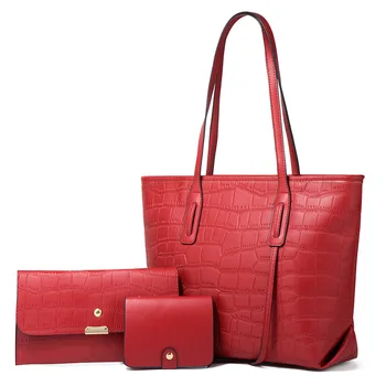 Новая сумочка с каменным узором, сумка-тоут большой емкости, модный тренд, набор из трех предметов, сумки для мамы и дочки, кошельки и сумочки