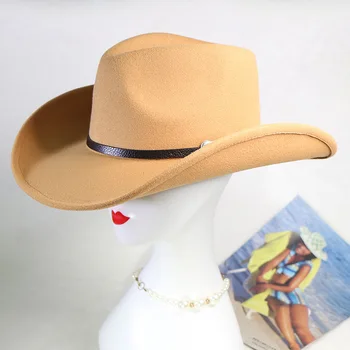 ковбойские шляпы мужская шляпа шерстяные шляпы женская шляпа фетровая церковная шляпа унисекс с бантом джазовая шляпа для мужчин и женщин оптовая цена ковбойская шляпа