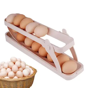 Дозатор яиц для холодильника 2-Уровневый дозатор яиц для холодильника с автоматической прокруткой Gravitys Track Коробка для хранения яиц Контейнер-органайзер