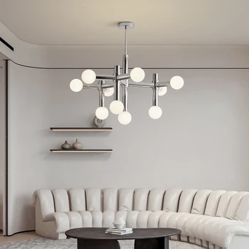 Новый модный скандинавский современный серебристый светодиодный подвесной светильник для гостиной, бара, интерьера спальни, Роскошная люстра