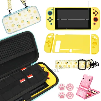 Чехол 9 В 1 для Nintendo Switch, симпатичная сумка для переноски с ремешком, мягкая подставка для игровой консоли, комплект аксессуаров для водонепроницаемой защиты