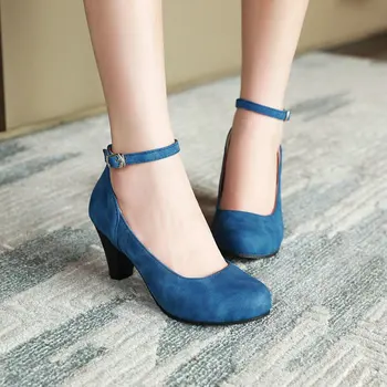 ZawsThia/ женские туфли-лодочки с круглым носком в стиле ретро, женская обувь на высоком толстом каблуке с шипами, темно-синие, черные туфли-лодочки mary janes, размер 48