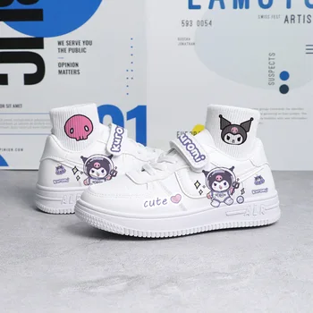 Аниме Kawaii Sanrio Hello Kitty Спортивная Обувь Детская Осенняя Kuromi Cinnamoroll Плюс Белые Кроссовки В Бархатном Стиле Подарок На День Рождения