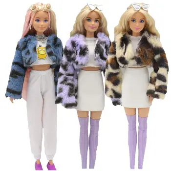 Модное плюшевое пальто для куклы длиной 30 см, повседневная одежда, зимняя одежда для куклы, пальто, топы, кукольная одежда DIY 1/6, Юбка, Носки, Аксессуары