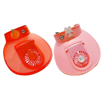 2XPC Верхний воздушный колпачок для девочек и мальчиков с УФ-изоляцией для защиты кожи с перезаряжаемым вентилятором