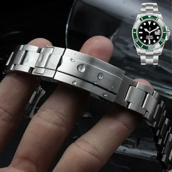 Ремешок для часов Rolex SUBMARINER DAYTONA из цельной нержавеющей стали с дугообразным краем, аксессуарный ремешок для часов, заменяющий браслет для мужских часов 20 мм