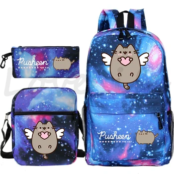 Школьные рюкзаки Kawaii с мультяшным котом, детские сумки для книг, 3 шт. /компл., подарок для девочек и мальчиков в школу, детские школьные сумки Mochila