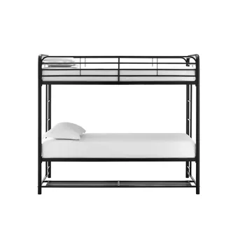 Металлическая Двухъярусная кровать Twin over Twin с ящиками для хранения, черный