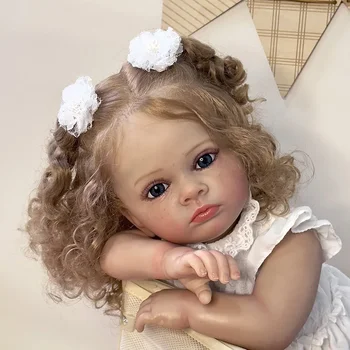 60 см Возрожденный Малыш Toddle Tutti Princess Baby с Белыми Вьющимися Волосами Реалистичная 3D Кожа с Венами Мягкая Vinly Reborn Baby Игрушка для Девочки