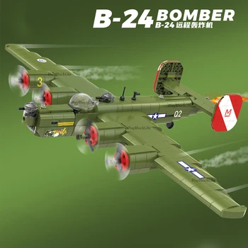 Военная серия WW2 US B24 Коллекция стратегических бомбардировщиков дальнего действия Строительные блоки Кирпичи Игрушки Подарки