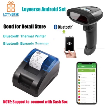 58-мм Bluetooth Термопринтер Чеков и сканер штрих-кодов Розничный Набор для программного обеспечения Loyverse, Совместимого с системой Android