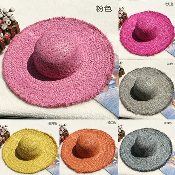 Новая красочная соломенная шляпа Lafite, Женский Круглый цилиндр, Летняя Плетеная соломенная шляпа, Солнцезащитная шляпа, Панама, Оптовая продажа