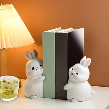 Подставки для книг с кроликом, Подставка для книг, Фигурки из смолы для домашнего декора кабинета