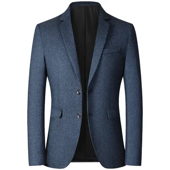 Высококачественный мужской блейзер серого, синего, бордового цвета, однобортный Элегантный Модный жакет, пальто, деловые офисные повседневные блейзеры для мужчин