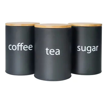 2023 НОВЫЙ набор банок для чая, сахара и кофе с бамбуком для дома Черно-белой округлости
