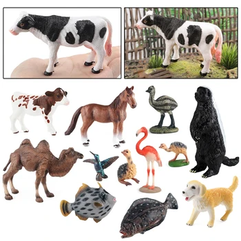 Игрушки Монтессори, Лошадка, овца, Кошка, Паук, Волк, леопард, Обучающие фигурки для познания, Миниатюрная коллекция игрушек для детей