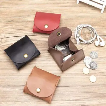 Портативный кожаный кошелек для монет, винтажный дизайн, индивидуальные наушники, чехол для наушников для женщин, мужской мини-кошелек