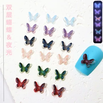20шт Красочные украшения для дизайна ногтей с бабочками из смолы 10 * 7 мм Акриловые мини-подвески для ногтей, стразы для маникюра, сделай сам