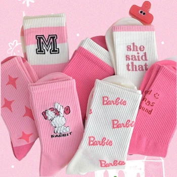 Кавайные носки для Барби, Носки до середины икры с милым рисунком из аниме, Удобные дышащие Спортивные носки для милых девочек, Повседневные Универсальные Y2k New