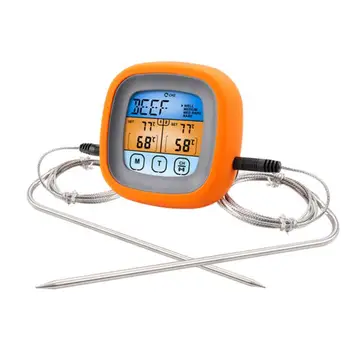 Цифровой термометр для мяса с 2 датчиками Сигнальная подсветка, Магнитный измеритель температуры, совместимый с духовкой для приготовления пищи, грилем для барбекю