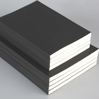 Блокнот в толстой черной обложке формата А5 /В5, 128 листов / 256 страниц / Тетрадь, пустые страницы и линейки Канцелярские принадлежности для заметок QP-08