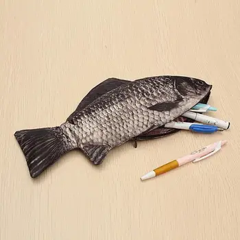 Канцелярский футляр в форме рыбы, вместимость, имитация карася, сумка для ручек, Пылезащитный портативный канцелярский чехол для карандашей для мальчиков и девочек
