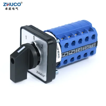 ZHUCO SZW26/LW26-20 1-0-2 5 Фазный 20 Винтов 20A 660V Универсальный Поворотный переключатель Переключения Передач 64X64/48X48 мм