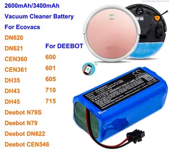 Аккумулятор CameronSino 2600 мАч/3400 мАч для Ecovacs CEN360, CEN361, DH35, DH43, DH45, DN620, DN621, N79S, N79, Для DEEBOT 600,601,605,710,715