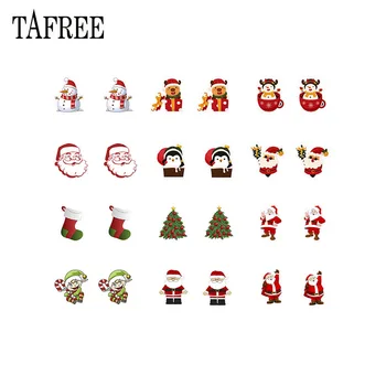 Термоусадочные листы TAFREE Classic, художественные Эпоксидные серьги, Зимняя акриловая снежинка, Рождественская елка, мини-украшения для девочек, подарки C1175