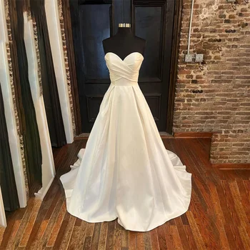 Элегантное сексуальное платье для свадебной вечеринки из белого атласа, трапециевидной формы, с вырезом в виде сердечка, платье знаменитостей, платье для особых случаев, халаты du soir