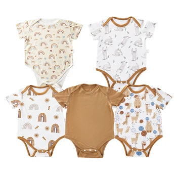 HappyFlute, 5 шт., боди для маленьких мальчиков и девочек, одежда для малышей из бамбукового хлопка с коротким рукавом, 0-12 месяцев, боди для новорожденных, комбинезон bebe, одежда