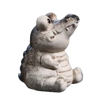 Глиняный мини-аллигатор Крокодил Чайный питомец Миниатюра Превосходного мастерства Очаровательная статуэтка маленького животного Сувенир для Сказочного сада