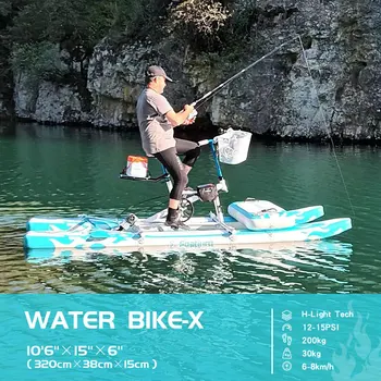Надувной портативный водный велосипед Spatium Велосипедная педальная лодка для озера Single Flame Небесно-Голубой понтон