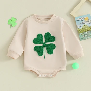 Одежда для новорожденных мальчиков и девочек на День Святого Патрика, зеленый комбинезон с пузырями из четырехлистного клевера, ирландский Трилистник, Lucky Shamrock, размер Оверсайз