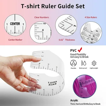 9 ШТ. Инструмент для выравнивания футболок, направляющая линейка для дизайна одежды, линейки для футболок из ПВХ, выровненные сзади и спереди