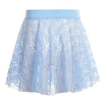 Балетная юбка для современных танцев для девочек, Нежная кружевная балетная юбка с цветочным рисунком, Однотонные прозрачные юбки с эластичным поясом