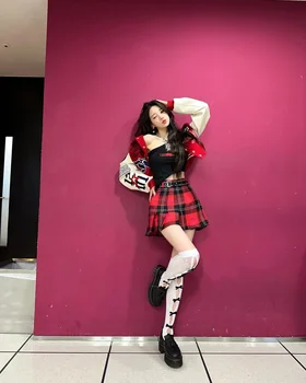 Корейский сценический костюм Ive K-pop, женские концертные костюмы, уличная танцевальная одежда в стиле хип-хоп, костюм для выступлений, бейсбольная куртка свободного кроя