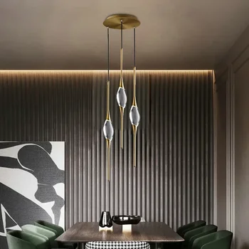 Современная минималистичная роскошная люстра из медного хрусталя, подвесные светильники для спальни, гостиной, декоративные светильники для освещения в помещении