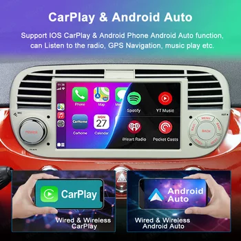 Автомагнитола REAKOSOUND CarPlay Android для Fiat 500 2007-2015 Мультимедийный плеер Интеллектуальная система Навигации головного устройства Стерео