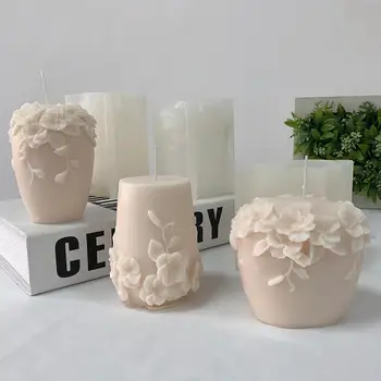 Форма для свечей в вазе для цветов, отливка из эпоксидной смолы, Форма для мыла ручной работы, форма для ароматерапии с тиснением в виде виноградного цветка, форма для ароматических свечей