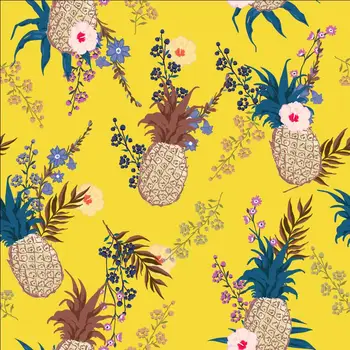 Спандекс с принтом ананасового растения, облегающая ткань для одежды и летний шифон ручной работы DIY fabricA72