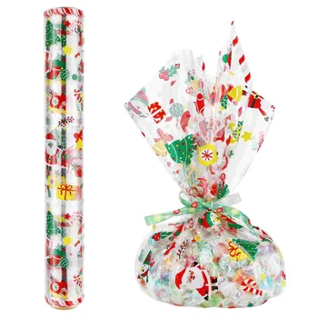 ABOOFAN 1 рулон целлофановой рождественской бумаги для упаковки подарков в виде Санта-Клауса, снеговика, прозрачной целлофановой бумаги толщиной 25 Мил